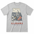 Vintage Alabama State Graphic T-Shirt in Heather Gray, front view on a white background