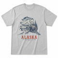 Vintage Alaska State Graphic T-Shirt in Heather Gray, front view on a white background