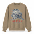 Vintage Alaska State Graphic Crewneck Sweatshirt in Khaki, front view on a white background