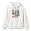 Vintage Arizona State Graphic Pullover Hoodie in White, front view on a white background