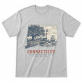 Vintage Connecticut State Graphic T-Shirt in Heather Gray, front view on a white background