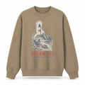 Vintage Delaware State Graphic Crewneck Sweatshirt in Khaki, front view on a white background