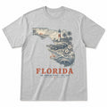 Vintage Florida State Graphic T-Shirt in Heather Gray, front view on a white background
