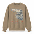 Vintage Florida State Graphic Crewneck Sweatshirt in Khaki, front view on a white background