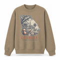 Vintage Georgia State Graphic Crewneck Sweatshirt in Khaki, front view on a white background