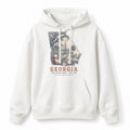 Vintage Georgia State Graphic Pullover Hoodie in White, front view on a white background