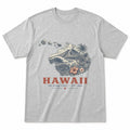 Vintage Hawaii State Graphic T-Shirt in Heather Gray, front view on a white background