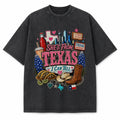 Vintage Washed Texas Dallas Collage Heavyweight Graphic Tee in Vintage Washed Heavyweight T-Shirt, Washed Black