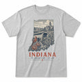 Vintage Indiana State Graphic T-Shirt in Heather Gray, front view on a white background