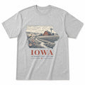 Vintage Iowa State Graphic T-Shirt in Heather Gray, front view on a white background