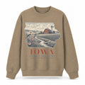 Vintage Iowa State Graphic Crewneck Sweatshirt in Khaki, front view on a white background