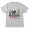 Vintage Kansas State Graphic T-Shirt in Heather Gray, front view on a white background