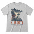 Vintage Minnesota State Graphic T-Shirt in Heather Gray, front view on a white background