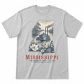 Vintage Mississippi State Graphic T-Shirt in Heather Gray, front view on a white background