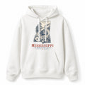 Vintage Mississippi State Graphic Pullover Hoodie in White, front view on a white background