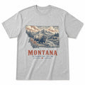Vintage Montana State Graphic T-Shirt in Heather Gray, front view on a white background