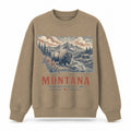 Vintage Montana State Graphic Crewneck Sweatshirt in Khaki, front view on a white background