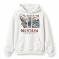 Vintage Montana State Graphic Pullover Hoodie in White, front view on a white background