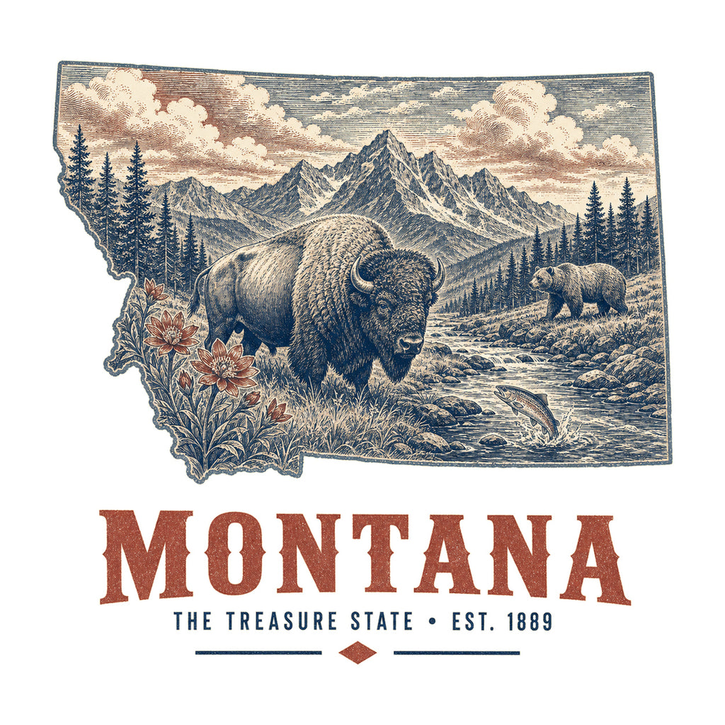 Montana vintage state artwork on a white background
