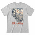 Vintage Nevada State Graphic T-Shirt in Heather Gray, front view on a white background