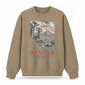 Vintage Nevada State Graphic Crewneck Sweatshirt in Khaki, front view on a white background