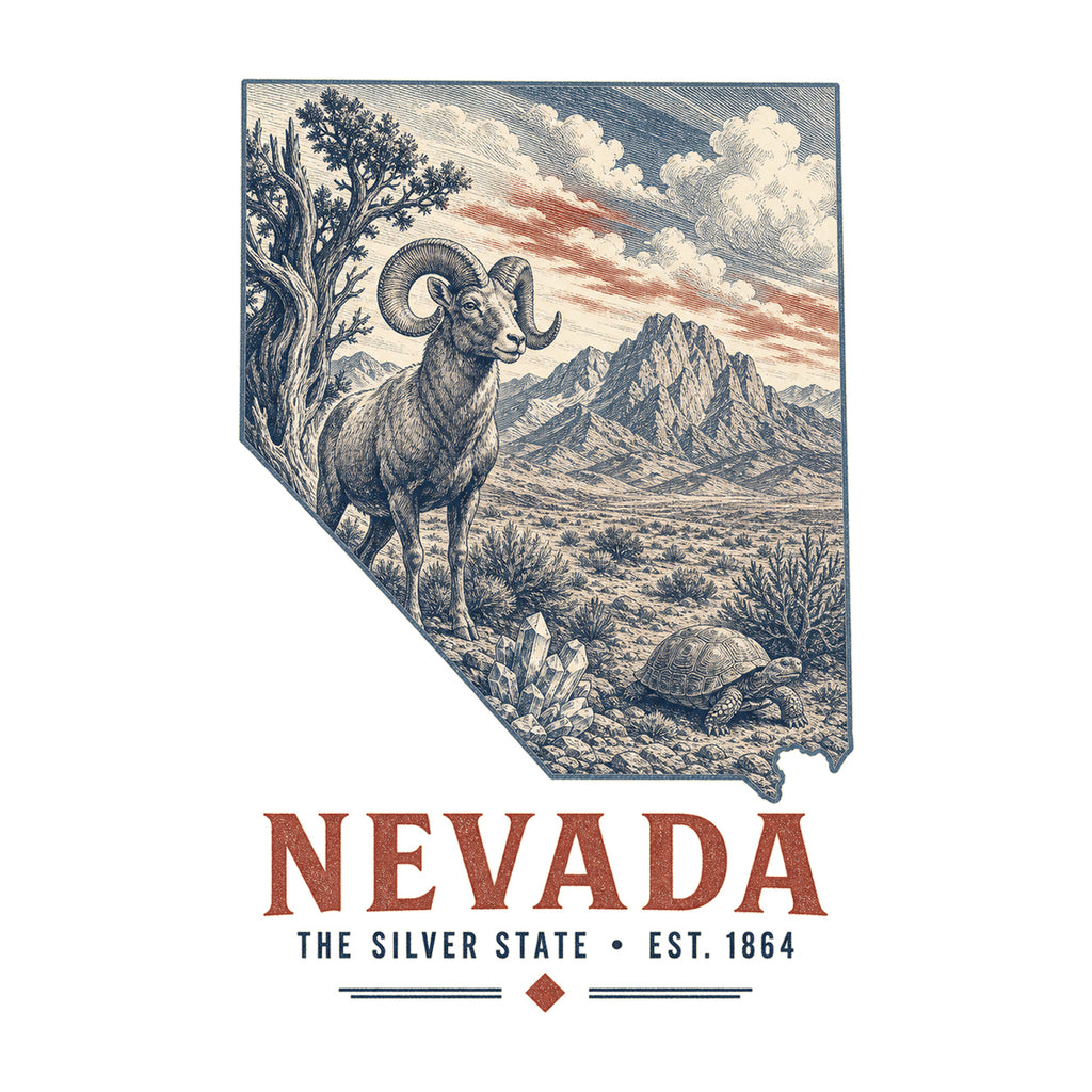Nevada vintage state artwork on a white background