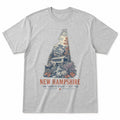 Vintage New Hampshire State Graphic T-Shirt in Heather Gray, front view on a white background