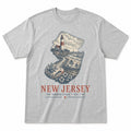 Vintage New Jersey State Graphic T-Shirt in Heather Gray, front view on a white background