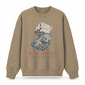Vintage New Jersey State Graphic Crewneck Sweatshirt in Khaki, front view on a white background