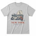 Vintage New York State Graphic T-Shirt in Heather Gray, front view on a white background