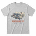 Vintage North Carolina State Graphic T-Shirt in Heather Gray, front view on a white background