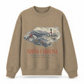Vintage North Carolina State Graphic Crewneck Sweatshirt in Khaki, front view on a white background