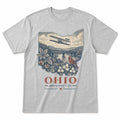 Vintage Ohio State Graphic T-Shirt in Heather Gray, front view on a white background