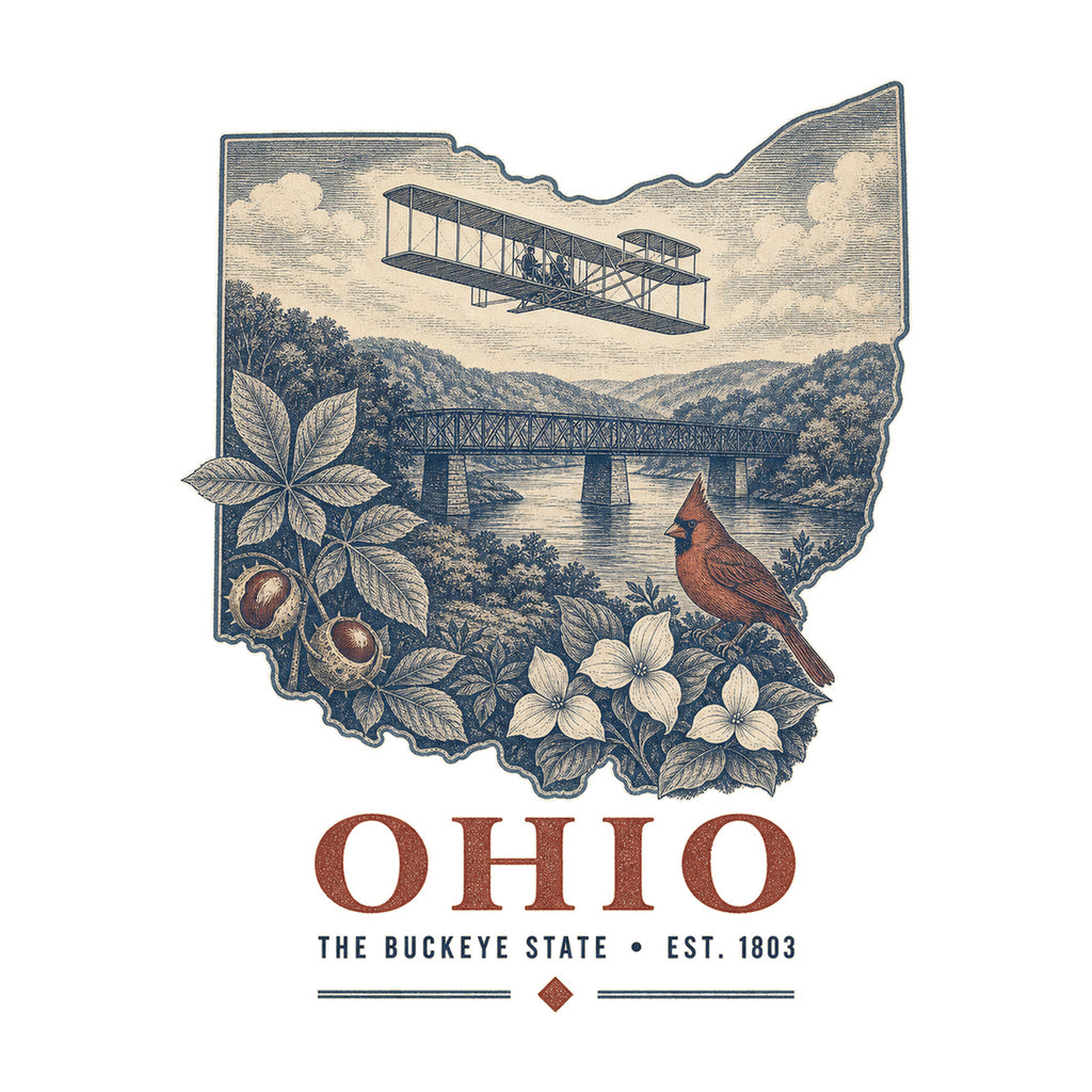Ohio vintage state artwork on a white background
