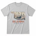 Vintage Oklahoma State Graphic T-Shirt in Heather Gray, front view on a white background