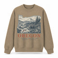 Vintage Oregon State Graphic Crewneck Sweatshirt in Khaki, front view on a white background