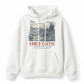Vintage Oregon State Graphic Pullover Hoodie in White, front view on a white background