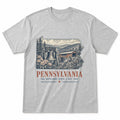 Vintage Pennsylvania State Graphic T-Shirt in Heather Gray, front view on a white background