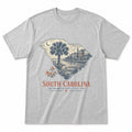 Vintage South Carolina State Graphic T-Shirt in Heather Gray, front view on a white background