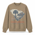 Vintage South Carolina State Graphic Crewneck Sweatshirt in Khaki, front view on a white background