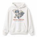 Vintage South Carolina State Graphic Pullover Hoodie in White, front view on a white background