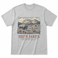 Vintage South Dakota State Graphic T-Shirt in Heather Gray, front view on a white background
