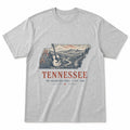 Vintage Tennessee State Graphic T-Shirt in Heather Gray, front view on a white background