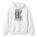 Vintage Vermont State Graphic Pullover Hoodie in White, front view on a white background