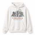 Vintage Virginia State Graphic Pullover Hoodie in White, front view on a white background