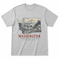 Vintage Washington State Graphic T-Shirt in Heather Gray, front view on a white background