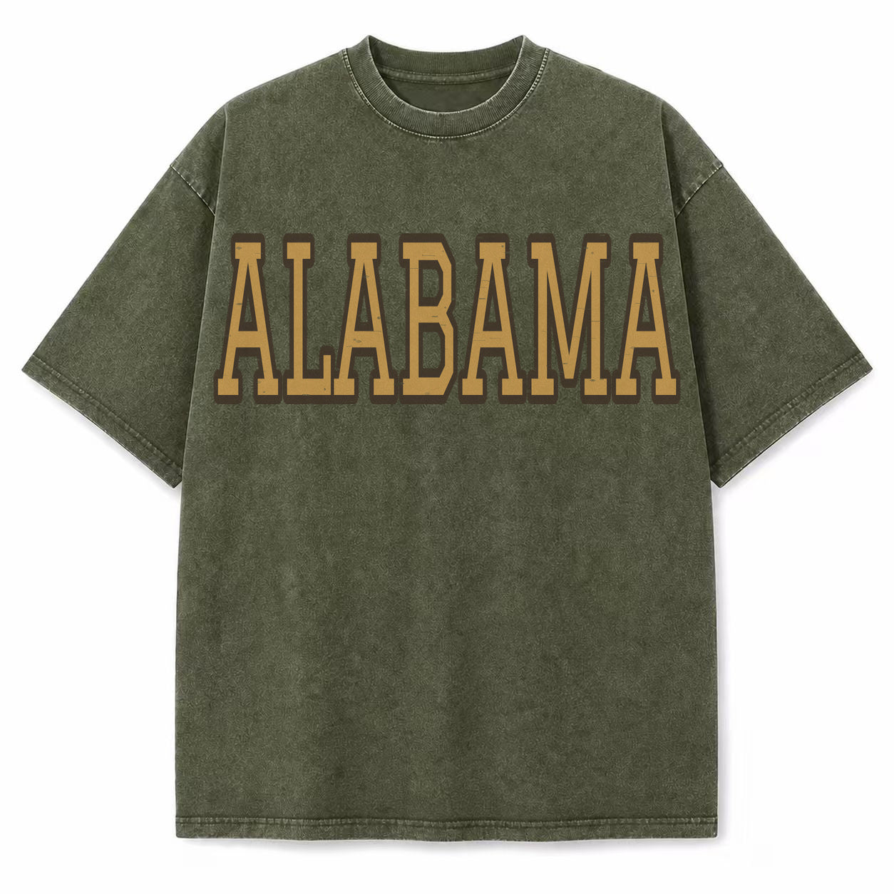 Alabama Collegiate Letter washed vintage heavyweight T-shirt in Military Green