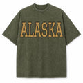Alaska Collegiate Letter washed vintage heavyweight T-shirt in Military Green