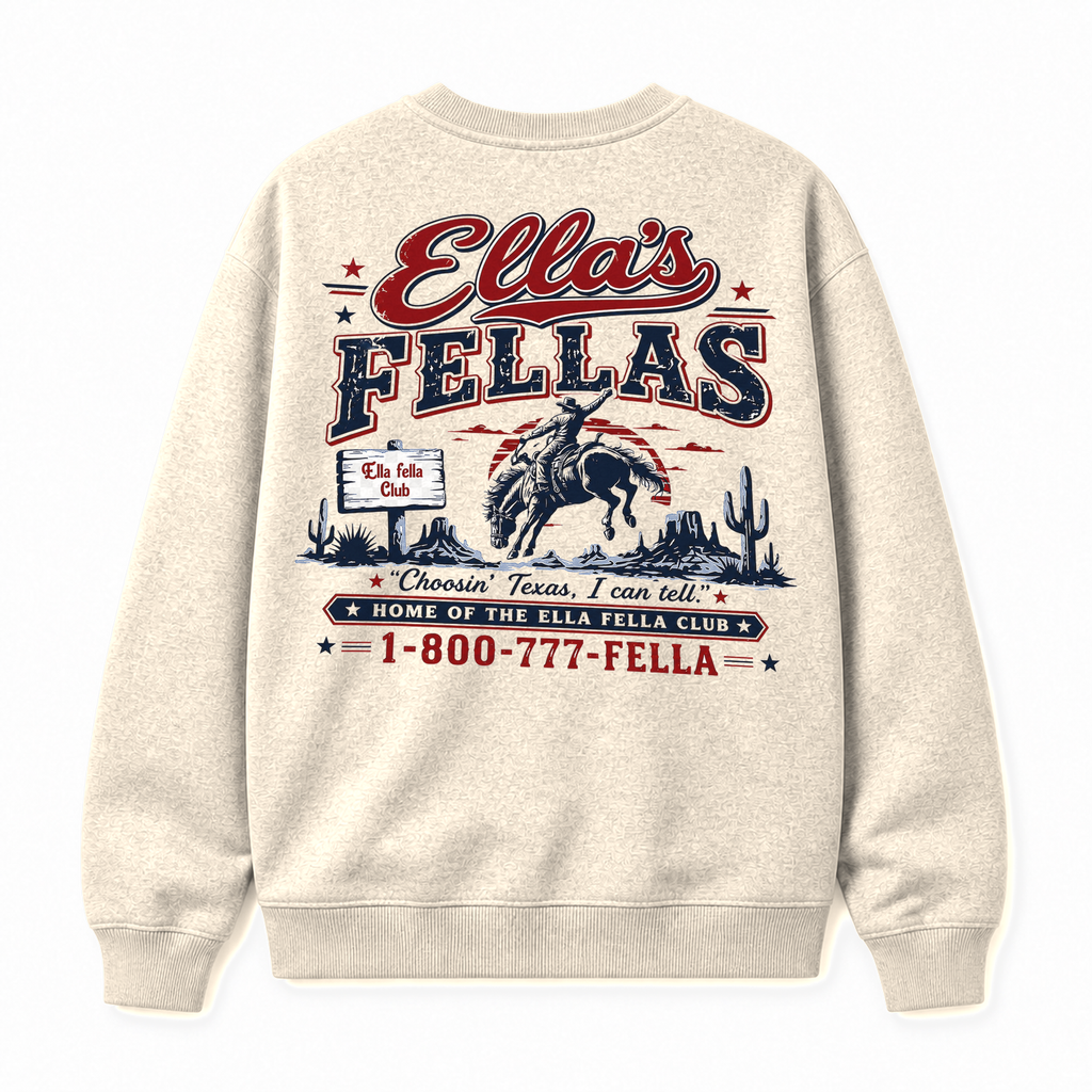 Ella's Fellas Texas Rodeo Crewneck Sweatshirt in Cream, back view