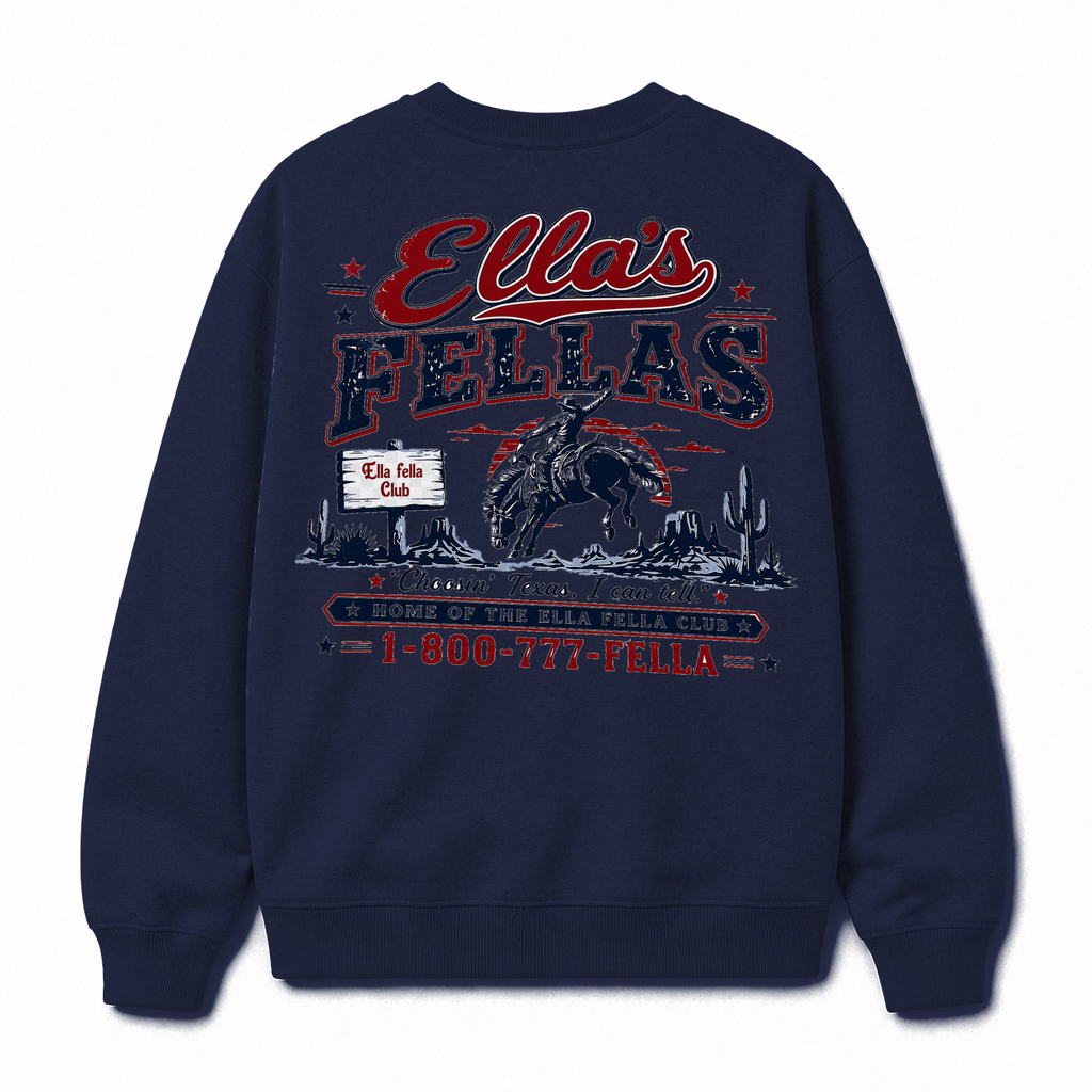 Ella's Fellas Texas Rodeo Crewneck Sweatshirt in Navy, back view